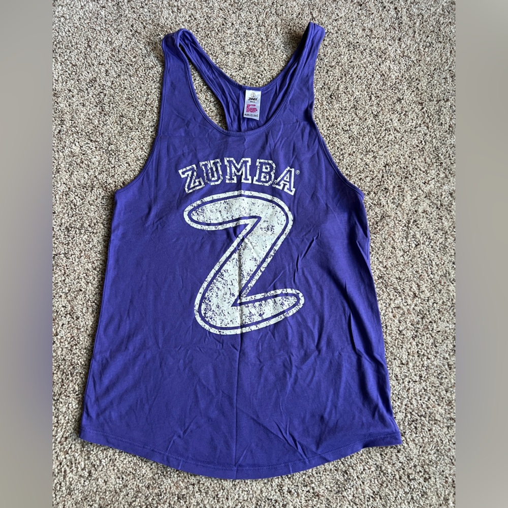 Zumba Fitness Purple Racerback Tank with Distressed Logo
